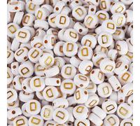 Bestewelry 500 pcs Acrylic Alphabet Beads Initial Letter D Acrylic Plastic Bead 7 mm White Flat Round Letter Loose Spacer Bead for Name Bracelet Jewelry Making