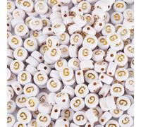 Bestewelry 500 pcs Acrylic Alphabet Beads Initial Letter G Acrylic Plastic Bead 7 mm White Flat Round Letter Loose Spacer Bead for Name Bracelet Jewelry Making