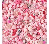 Bestewelry 50G Assorted Glass Seed Beads Bulk Seed Bugle Beads 2-8mm Rondelle Long Tube Mini Glass Bead Embroidery Bead for Bracelet Necklace Jewelry Making DIY Crafts, Pink