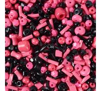 Bestewelry 50G Assorted Glass Seed Beads Bulk Seed Bugle Beads 2-8mm Rondelle Long Tube Mini Glass Bead Embroidery Bead for Bracelet Necklace Jewelry Making DIY Crafts, Deep Pink