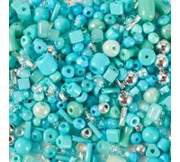 Bestewelry 50G Assorted Glass Seed Beads Bulk Seed Bugle Beads 2-8mm Rondelle Long Tube Mini Glass Bead Embroidery Bead for Bracelet Necklace Jewelry Making DIY Crafts, Cyan