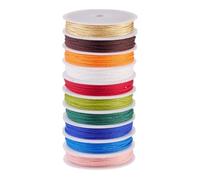 Bestewelry 50M Round Braided Thread 1mm Thick Multicoloured Bracelet String Polyester Twisted Cord with Spools for Jewelry Making Beading Crafts, 10 Colors