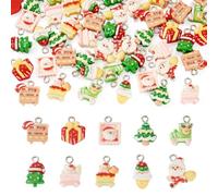 Bestewelry 50Pcs Christmas Theme Charms Lovely Opaque Red Gingerbread Man Resin Charms Sandy Brown Gingerbread Man Charm with Platinum Tone Iron Loops for Necklace Earring Jewelry Making