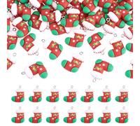 Bestewelry 50Pcs Christmas Theme Charms Lovely Opaque Red Gingerbread Man Resin Charms Sandy Brown Gingerbread Man Charm with Platinum Tone Iron Loops for Necklace Earring Jewelry Making