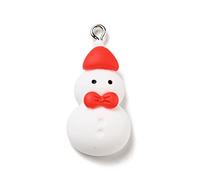 Bestewelry 50Pcs Red Snowman Christmas Theme Opaque Resin Pendants with Platinum Tone Iron Loops for Necklace Earring Jewelry Making