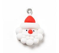 Bestewelry 50Pcs White Santa Claus Christmas Theme Opaque Resin Pendants with Platinum Tone Iron Loops for Necklace Earring Jewelry Making