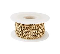Bestewelry 5m 304 Stainless Steel Curb Chains Golden Unwelded Twisted Cable Chain with Spool for DIY Necklace Bracelet Jewelry Making