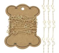 Bestewelry 6.56 Feet Brass Hollow Moon & Star Link Chains Soldered Handmade Oval Link Chain Golden for Jewelry Making DIY Bracelet Necklace Craft Supplies