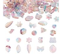 Bestewelry 64 Pcs Assorted Transparent Glass Beads 8-20mm Flower Leaf Heart Glass Beads Gradient Mini Craft Bead for Jewelry Making DIY Bracelet Earrings - Colorful