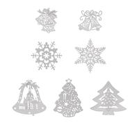 Bestewelry 7 Pcs Christmas Theme Stainless Steel Connectors Charms Flat Etched Metal Embellishments Christmas Tree Bell Snowflake Link Charms for Jewelry Making DIY Crafts