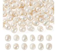 Bestewelry 70 pcs Natural Freshwater Pearl Beads Potato Shape White Pearl Beads for Summer Mother’s Day Bracelet Necklace Earring Ring Jewelry Making