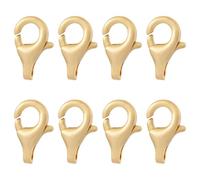 Bestewelry 8 Pcs Brass Lobster Claw Clasps Real 18K Gold Plated Lobster Clasps 11.5x7.5x2.5mm Golden Jewelry Clasp for Necklace Bracelet Making DIY Crafts, Hole: 2x1mm