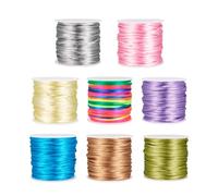 Bestewelry 8 Rolls 2mm Nylon String Silky Braided Beading Thread Nylon Chinese Knotting Cord for DIY Craft Macrame Friendship Bracelet Jewellery Making