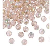 Bestewelry 80 pcs 10mm Round Glass Beads Faceted Crystal Beads Loose Spacer Bead for Bracelets Earring Jewelry Making Window Bag Decoration, Camel