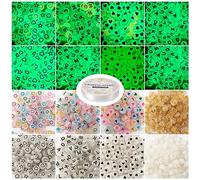 Bestewelry 800pcs Glow in The Dark Letter Beads Luminous Acrylic Alphabet Beads Star Heart Moon Pony Beads with Elastic Crystal String for Jewelry Making