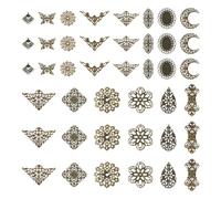 Bestewelry 84Pcs Filigree Connectors Charms Pendants Vintage Antique Bronze Filigree Links Tibetan Style Hollow Out Linking Charms for DIY Earrings Bracelet Necklace Jewelry Making