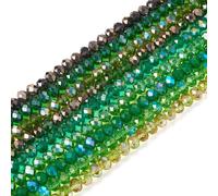 Bestewelry 9 Strands Glass Faceted Bead 8 mm Rondelle Crystal Round Beads Green Loose Beads for Bracelets Necklaces Jewelry Making