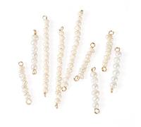 Bestewelry 9Pcs Pearl Connector Charms Pendant Natural Pearl Linking Charms Long Beaded Links Charms with Double Loops for DIY Bracelet Necklace Earring Crafts Jewelry Making