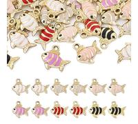 Bestewelry Alloy Ocean Theme Charms Pendants Colorful Sea Animal Enamel Charms Cute Marine Life Dangle Charm for DIY Bracelet Necklace Keychain Jewelry Making, Metal, No Gemstone