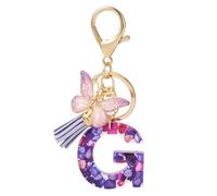 Bestewelry Letter G Keyring Pendants Butterfly Tassel Initial Letter Keychain Dangle Charms for Women Naming Car Key Purse Handbag Backpacks Decoration