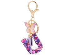 Bestewelry Letter U Keyring Pendants Butterfly Tassel Initial Letter Keychain Dangle Charms for Women Naming Car Key Purse Handbag Backpacks Decoration