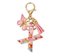 Bestewelry Letter X Keyring Charms with Butterfly Tassels Initial Letter Keychain Dangle Charms for Women Naming Key Purse Handbags Backpacks Decoration