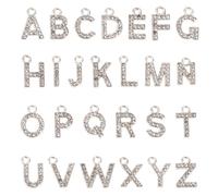 Bestewelry Rhinestone Alphabet Charm A-Z Capital Letter Charms Sparkling Crystal Alphabet Pendants for DIY Name ID Bracelets Necklace Earring Choker Jewelry Making, Metal, No Gemstone