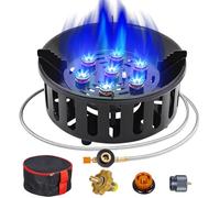 Bestfire Propane Burner, 72,000 BTU Single Burner Gas Stove for Outdoor Cooking, Windproof Camping Stove with Piezo Ignition, Extended Hose & 3 Adapters, Portable with Carrying Bag