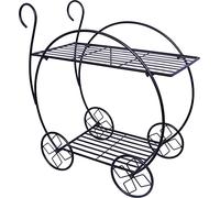 Bestfor Buying Metal Decorative Garden Cart Plant Display Stand Pot holder With Wheels in Classic French Parisian Style For Indoor and Outdoor Use, Patio, Yard, Lawn, Hallway, Conservatory