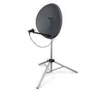 Bestfor Compact Silver Satellite Stand Height Adjustable (895-1125mm), Wide Footprint for Extra Stability with Peg Holes & 3 Ground Pegs Ideal for Camping, Caravanning & Holiday Homes