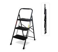 Bestfor Folding 3 Step Ladder, Durable Steel, Non-Slip Feet and Steps, 150kg Capacity, Lightweight, Easy to Store, Ideal for DIY, Decorating and Home Use