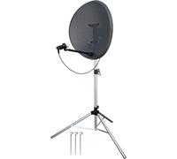 Bestfor Portable Satellite Dish Stand - Silver, Adjustable Height 1201-1715mm, Wide Base with Peg Holes, Includes 3 Ground Pegs - Ideal for Camping & Caravanning