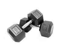 Bestfor Set/Pair of 15 kg Hex Anti Roll, Rubber Coated, Dumbbells, Home Gym Fitness Exercise Dumbbell Weights For Men and Women for Home Gym Workouts 15 kg, With Comfortable Grip and Exercise Chart