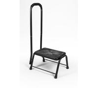 Bestfor Single Step Stool with Cushioned Hand Rails, Extra Wide Non-Slip Step, 150kg Limit, Durable Steel, Easy Carry, Black Safe Step for DIY, Decorating, Camping, Bath