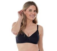 Bestform Women's 5006248 Striped Wireless Cotton Bra with Lightly-Lined Cups, Black, 40D