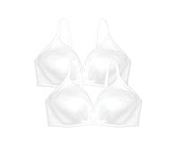 Bestform Women's 5006255 Cotton Wireless Bra with Lightly Lined Cups-2 Pack, Opaque, White, 36B (Pack of 2)