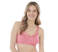 Bestform Womens 5006715 Satin Trim Wireless Cotton Bra with Unlined Cups, Dark Pink, 38D