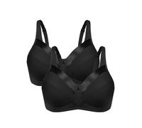 Bestform Women's 5006715 Satin Trim Wireless Cotton Bra with Unlined Cups, Opaque, Black | Black, 36C