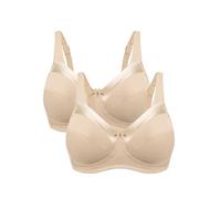 Bestform Women's 5006715 Satin Trim Wireless Cotton Bra with Unlined Cups, Opaque, Nude | Nude, 44D