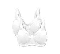 Bestform Womens 5006715 Satin Trim Wireless Cotton Bra with Unlined Cups, White | White, 40D