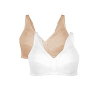 Bestform Women's 5006825 Comfortable Wireless Cotton Bra with Unlined Seamed Cups, White | Nude, 44D