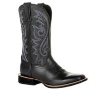 Bestgift Western cowboy boots tall embroidered retro men and women large size Black 6