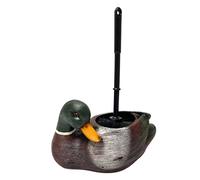 BestGiftEver Mallard Duck Design Toilet Brush and Holder Set, Cute Polyresin Lakehouse-Inspired Design Holder for Deep Cleaning Toilet Bowl Brush, Funny and Novelty Decorative Bathroom Accessory