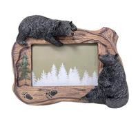 BestGiftEver Nature-Inspired Black Bear Tabletop Picture Frame with Realistic Wooden Background - Wildlife Rustic Lodge Theme Photo Frame Gift Idea for Outdoor Nature Lovers and Hunting Enthusiasts