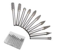 Bestgle 10 Pcs Carbide Rotary Burrs Set - Tungsten Steel Double Cut Die Grinder Bits, 6mm Shank Rotary Tool Drill Bits for Carving, Engraving, Polishing, Metal, Wood, Stone & Glass