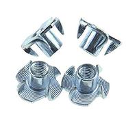 Bestgle 100pcs M6 T-Nuts 4 Pronged Zinc Plated Tee Nuts Threaded Insert for Table Legs Rock Climbing Wall Woodwork Holds Wood Cabinetr (M6 x 8mm)