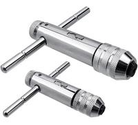 Bestgle 2Pcs Ratchet T Handle Tap Wrench, Adjustable T Bar Handle Holder Ratcheting Wrench for Metric M3-M8 / M5-M12 Thread Screw Taps