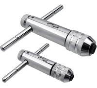 Bestgle 2Pcs Ratchet T Handle Tap Wrench, Adjustable T Bar Handle Holder Ratcheting Wrench for Metric M3-M8 / M5-M12 Thread Screw Taps