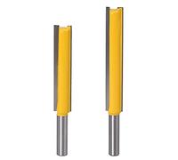 Bestgle 2pcs Straight Router Bit Set, 8mm Shank Extra Long Two Flute Trimming Bits, Tungsten Carbide Woodworking Cutter Tools (2" & 3" Cutting Length)