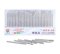 Bestgle 30 Pcs 2.35mm Shank Diamond Burr Drill Bits Titanium-Coated Rotary Bits Assortment Set for Deburring Engraving Carving